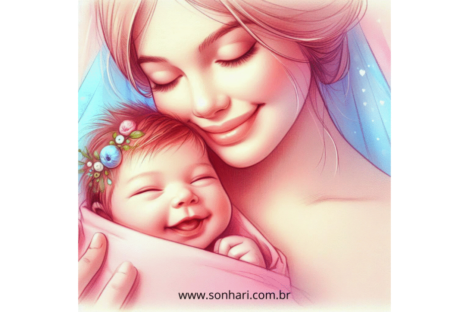 Imagem e um bebê feliz recém nascido nos braços da mãe