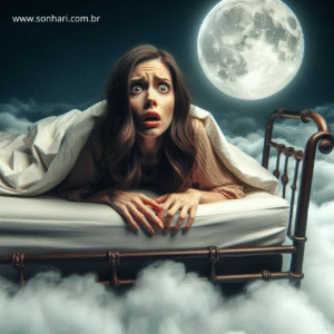 Mulher na cama medo pesadelo